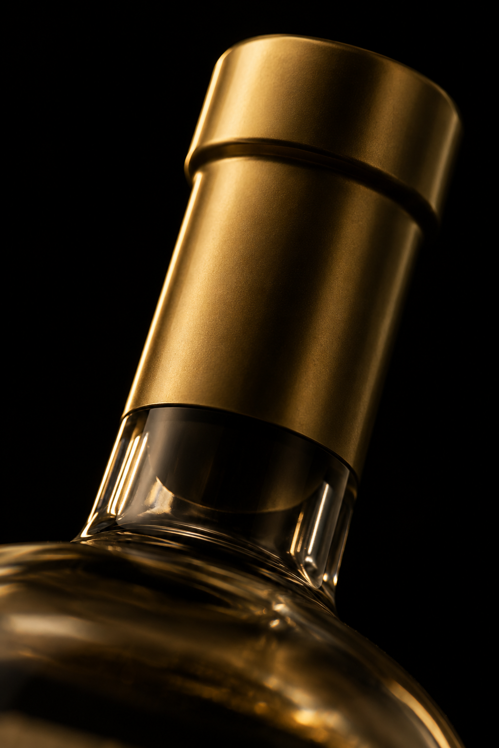Brushed gold closure on the bottle neck